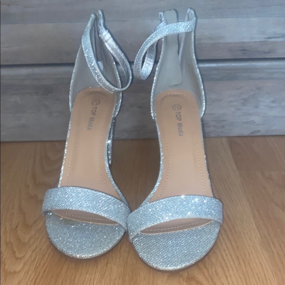 Elegant Silver Glitter Women's Heels